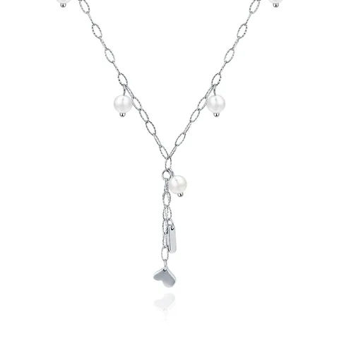Yan Selected Models Niche Light Luxury Oval Pearl Necklace Faux Pearl Collarbone Chain - Stainless Steel jewelry made by BlueOne Jewelry