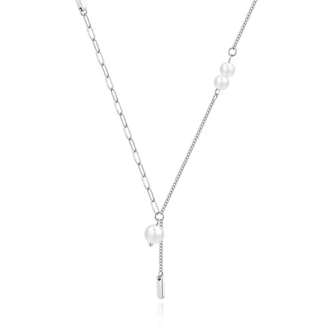Yanselected Pearl Necklace Imitation Pearl Tassel Necklace Collarbone Chain Light Luxury - Plated Brass jewelry made by BlueOne Jewelry