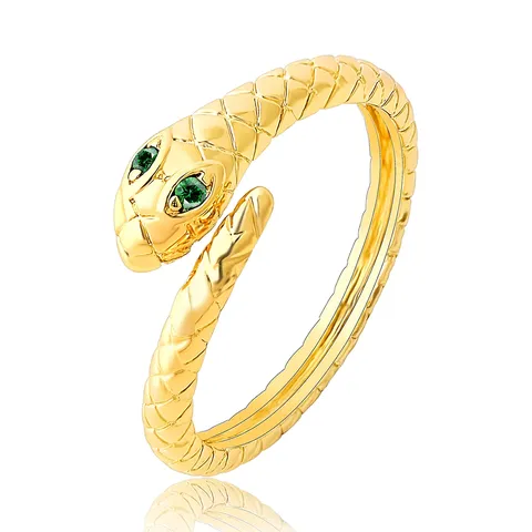 Year of the Snake Style Snake Ring Opening Adjustable Zircon Inlaid - Plated Brass jewelry made by BlueOne Jewelry