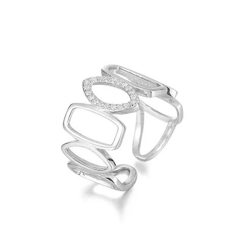 Zircon Geometric Hollow Ring Design Sense Niche Europe and the United - Plated Brass jewelry made by BlueOne Jewelry