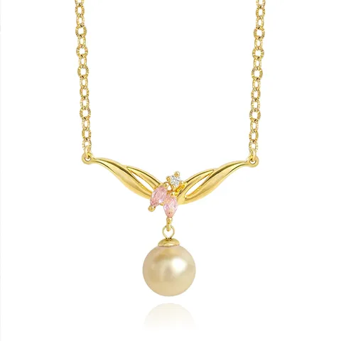 Zirconia Necklace Jewelry Female Light Luxury Ins Fairy Imitation Pearl Pendant Collarbone Chain - Stainless Steel jewelry made by BlueOne Jewelry