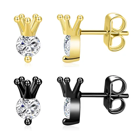 Zirconia Stud Earrings Stylish & Minimalist Colorfast & Durable Niche Design - Plated Brass jewelry made by BlueOne Jewelry