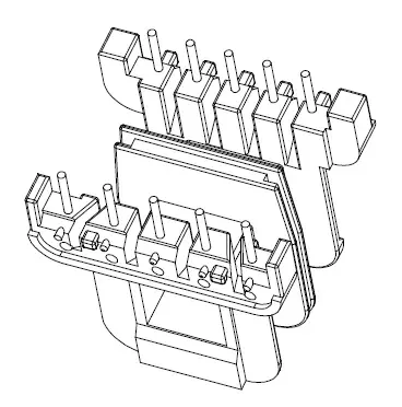 EI 35X11.5 Bobbin, Horizontal, 5+5 Pins, 2 Sections