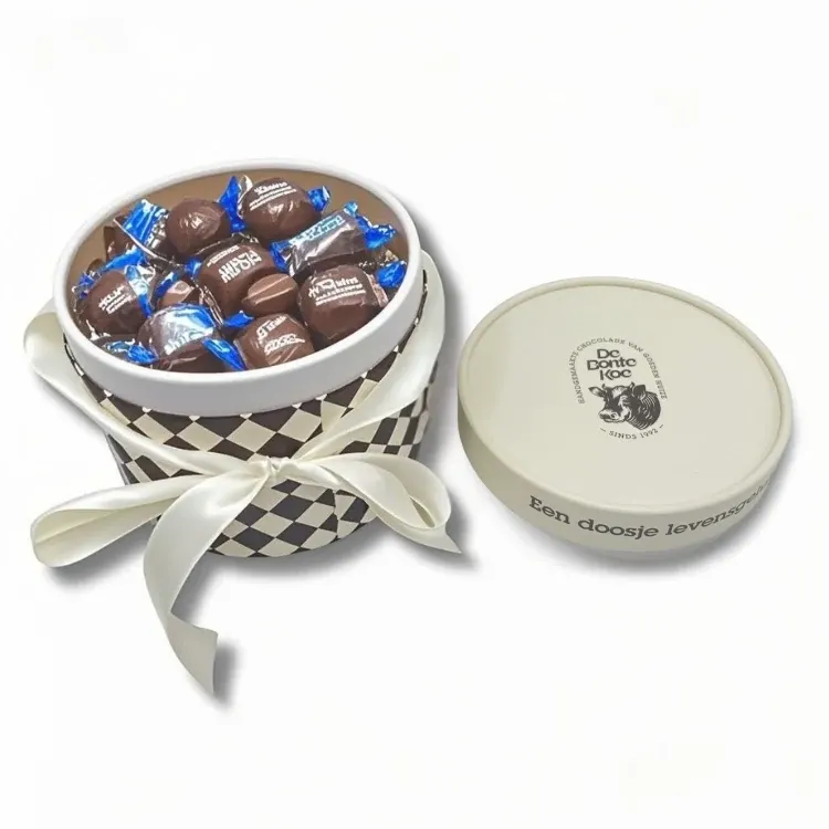 Round Chocolate Box With Lid and Fitted Tray