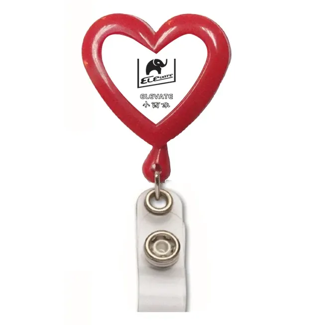 Heart Shaped Plastic Badge Reel 40 mm