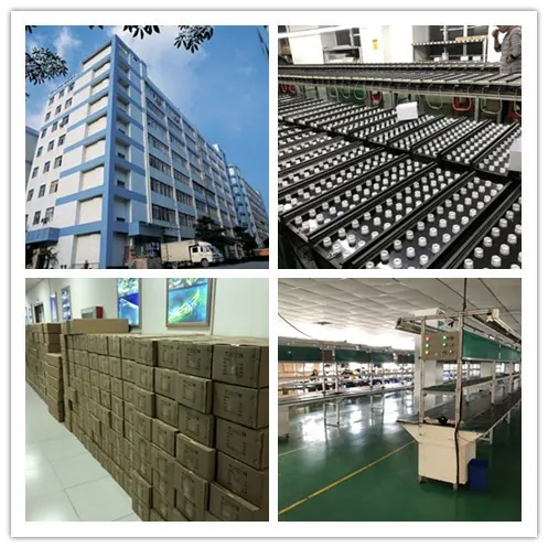 Nossa fábrica em Shenzhen, linha de produção de módulos LED, caixas embaladas e área de montagem