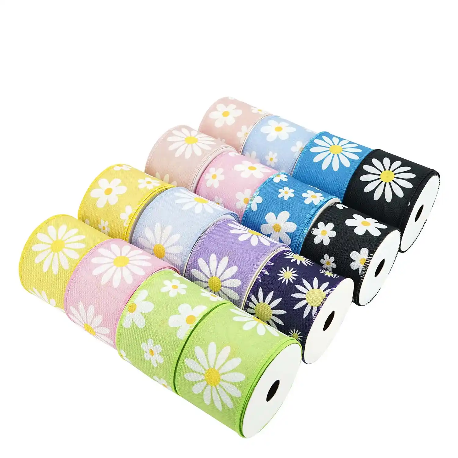 Ribbon 63mm Wide Wire Edge Koke with Small Daisy supplied by BY Boyuan