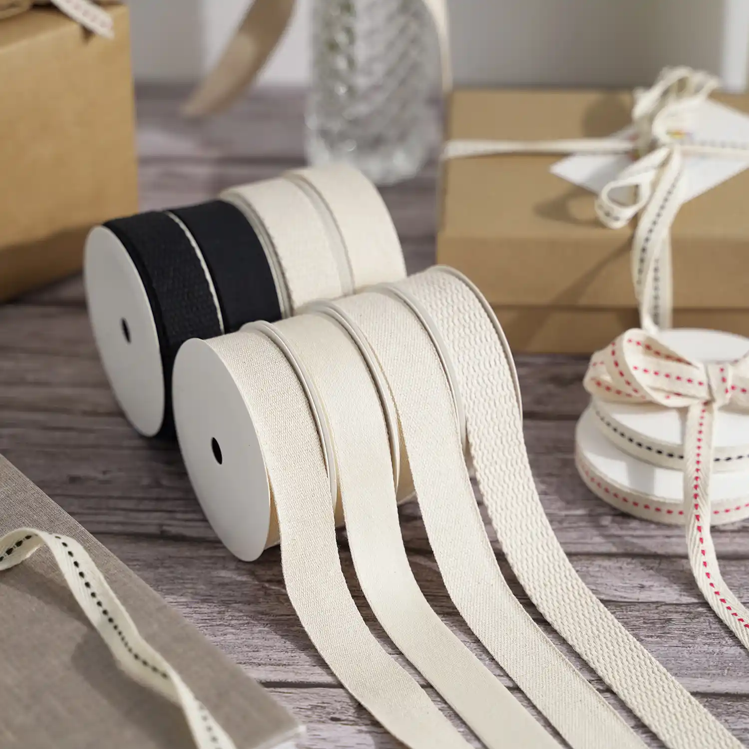 This White Cotton with Herringbone Webbing Hand Belt Clothing Polyester Ribbon 2 supplied by BY Boyuan