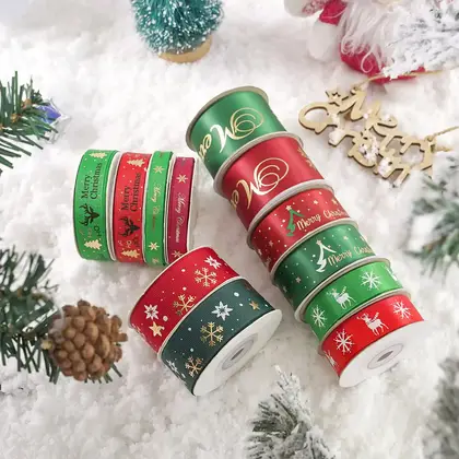 2022 Christmas Ribbon Tree Decoration with Gift Floral Packaging Polyester Ribbon 3 detail view 3