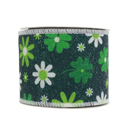 Wire Edge Coker Ribbon Shamrock Dot Green Irish Festival detail view 3