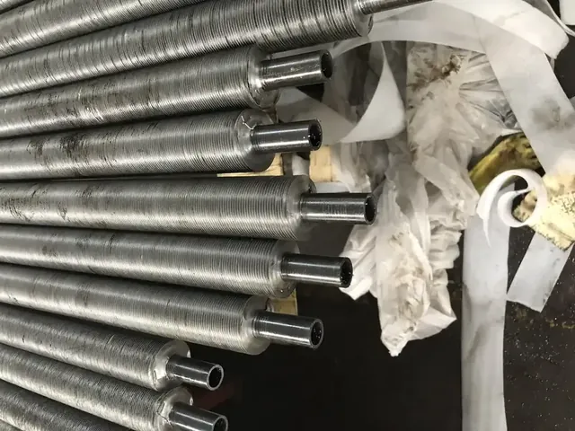 Batch of G type embedded finned tubes on the workshop floor