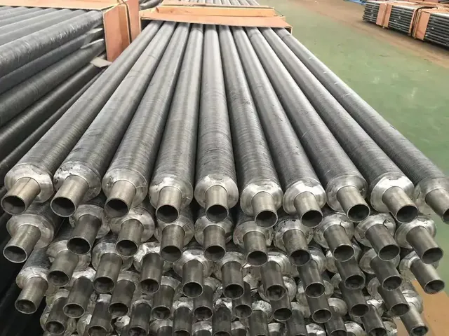 Tension wound fin tubes with plain bare ends for tubesheet rolling