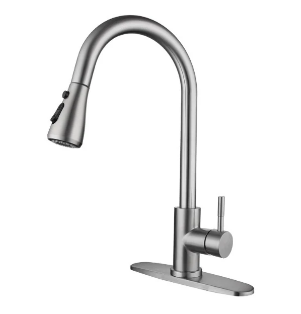 Pull-down kitchen mixer supplied with a deck mounting plate