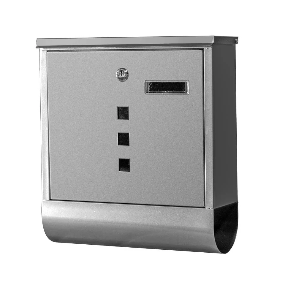 Square stainless steel mail box with a viewing window and lock