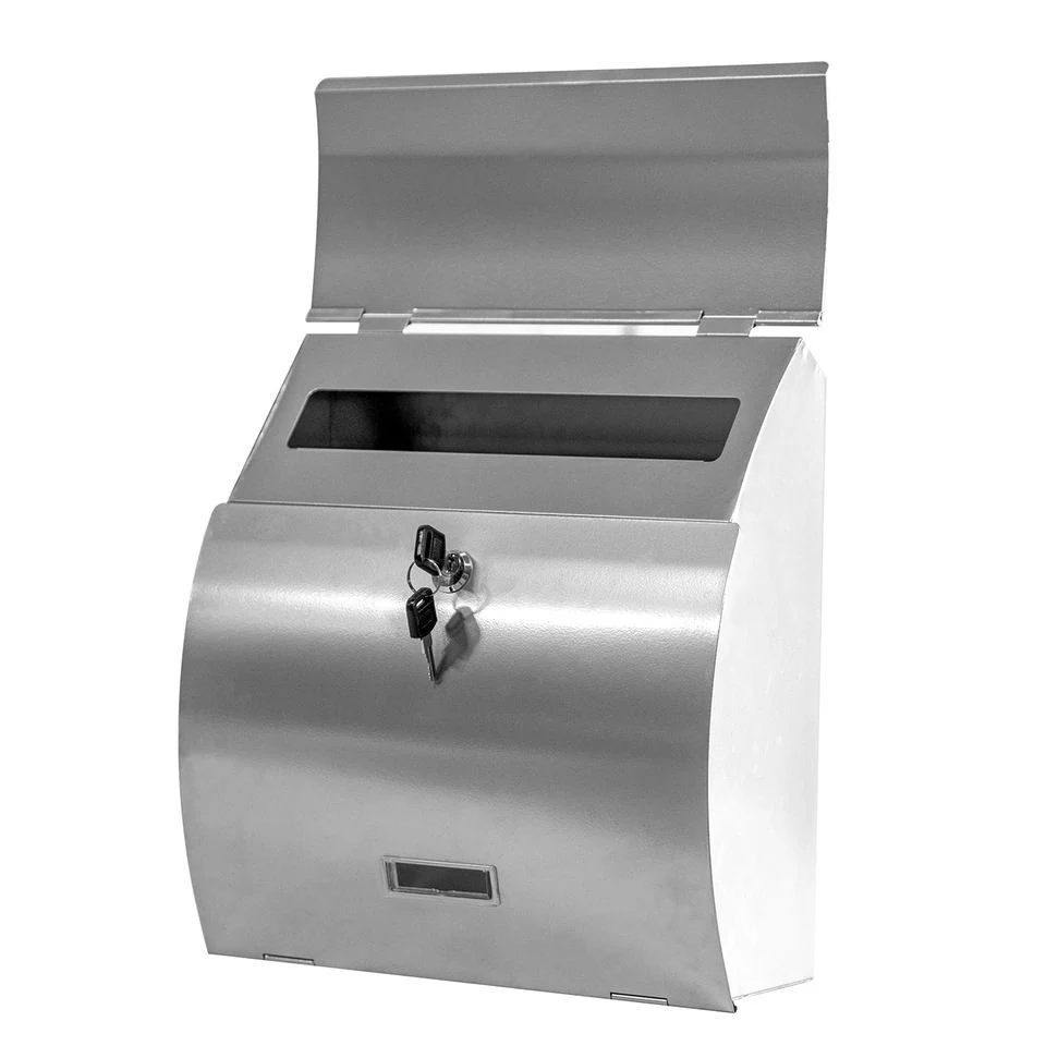 Stainless steel mail box with a lifting lid and a document slot