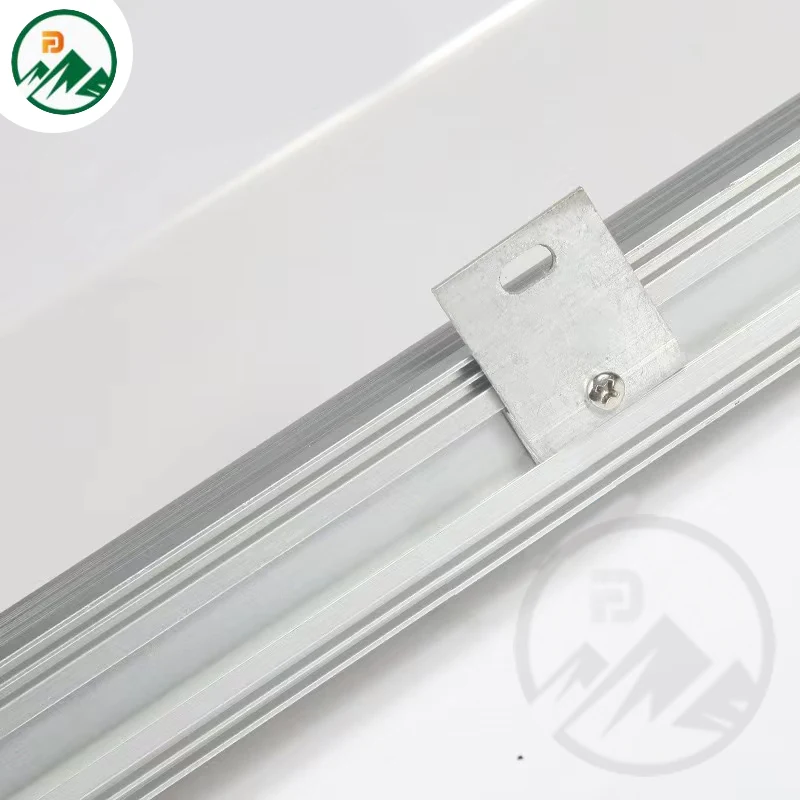 Detail shot of the light guide plate and 5050 SMD LEDs inside the fixture