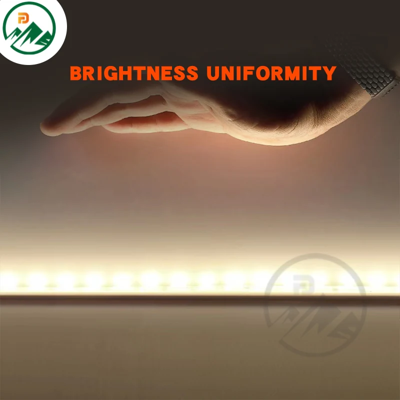 LED strip mounted in a recessed facade channel with continuous light line
