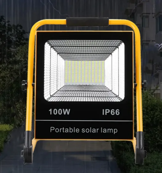 100W solar LED emergency light with alloy and ABS housing, 5V8W solar panel on top