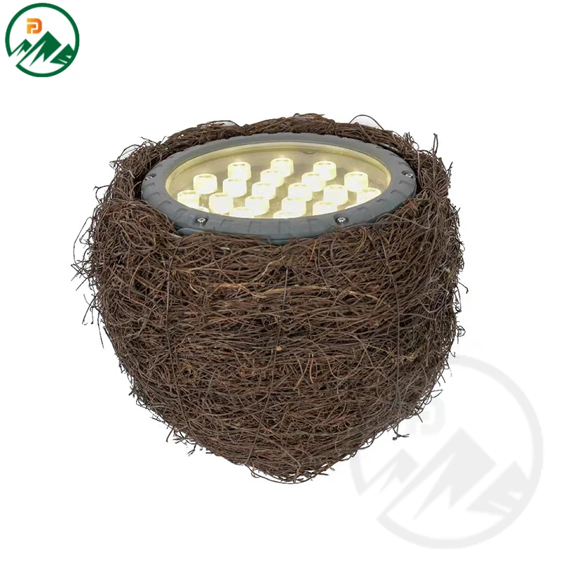 Bird’s nest design outdoor LED tree spot light with rattan weaving cover and die-cast aluminium body
