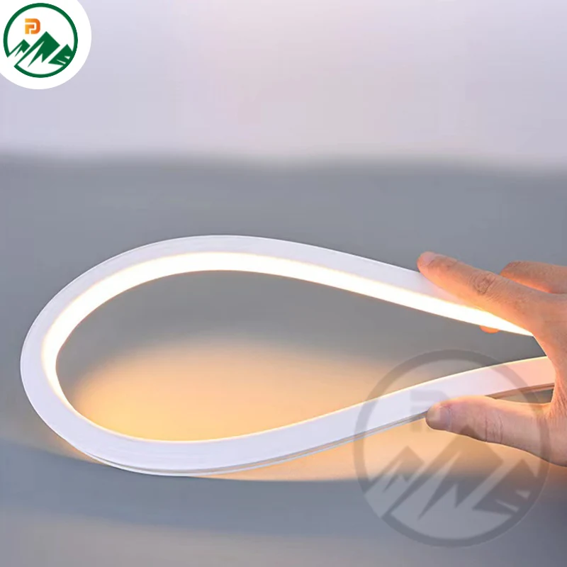 Close-up of the silicone-coated LED strip showing the 120 SMD 2835 LEDs per metre