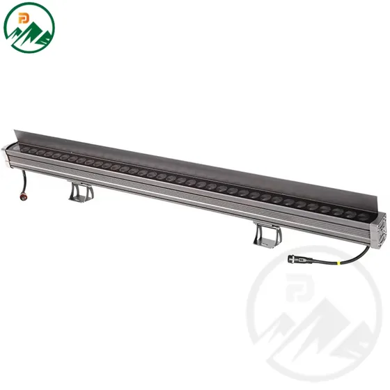 DMX512 RGB 36W LED wall washer mounted on a building facade with dynamic colour wash