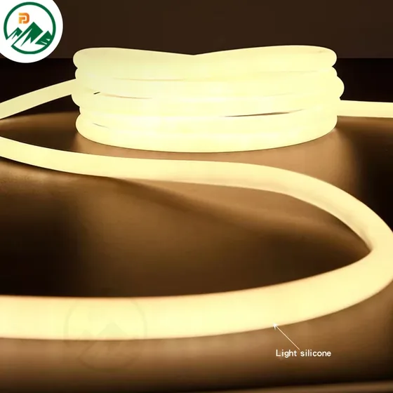 شريط إضاءة LED نيون دائري الشكل بقطر D14 مم وجسم من السيليكون المرن