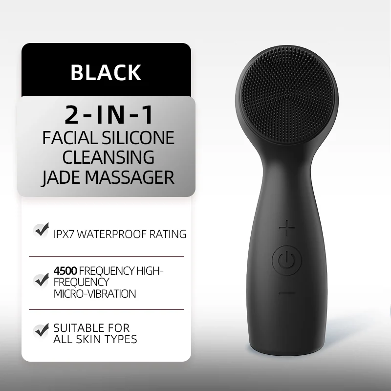 Silicone bristle side of the facial cleansing device showing texture and grip