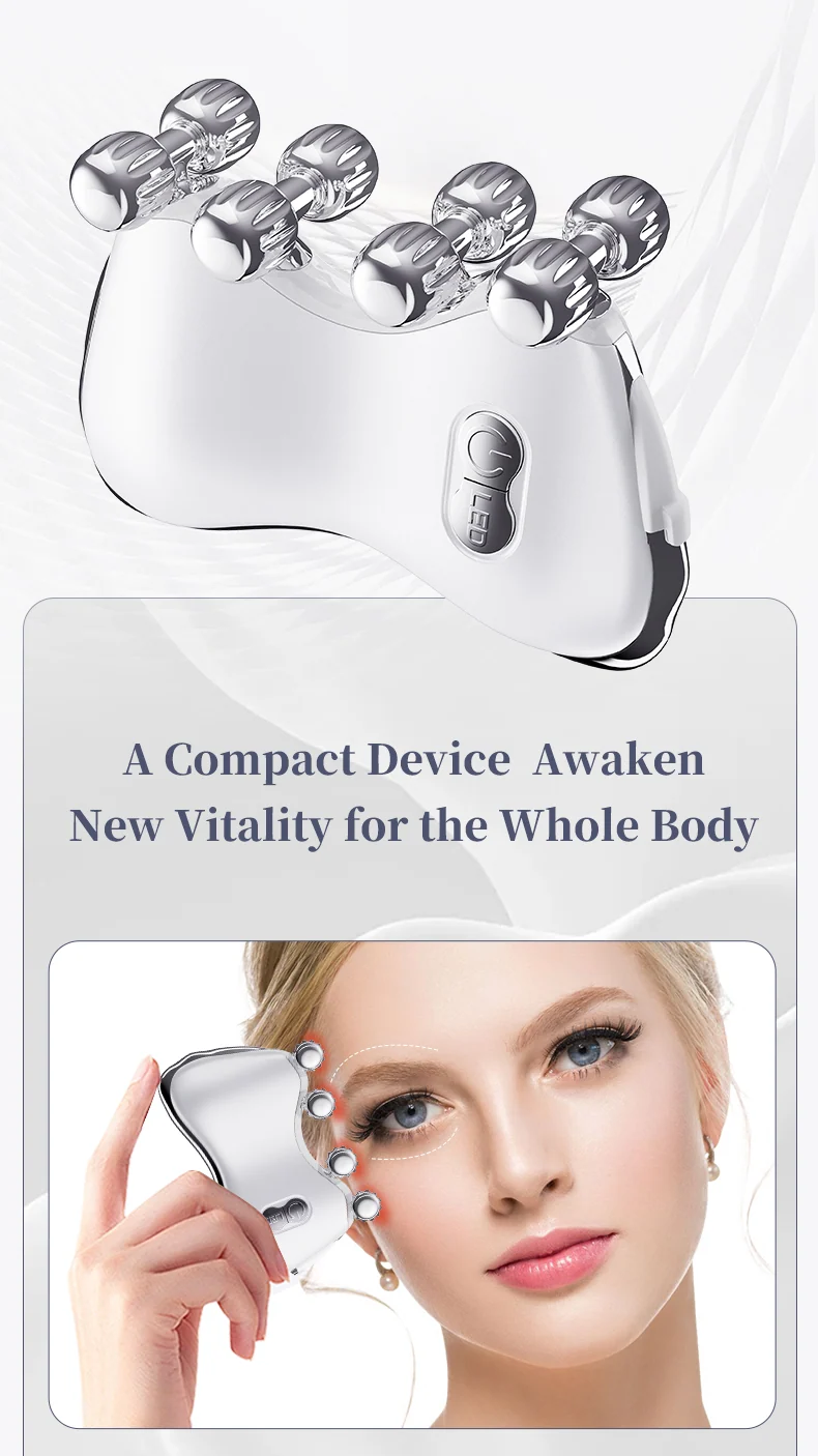 EMS facial roller with heat and microcurrent functions in operation