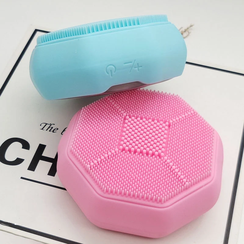 5-in-1 LED facial cleansing brush with glowing LED lights