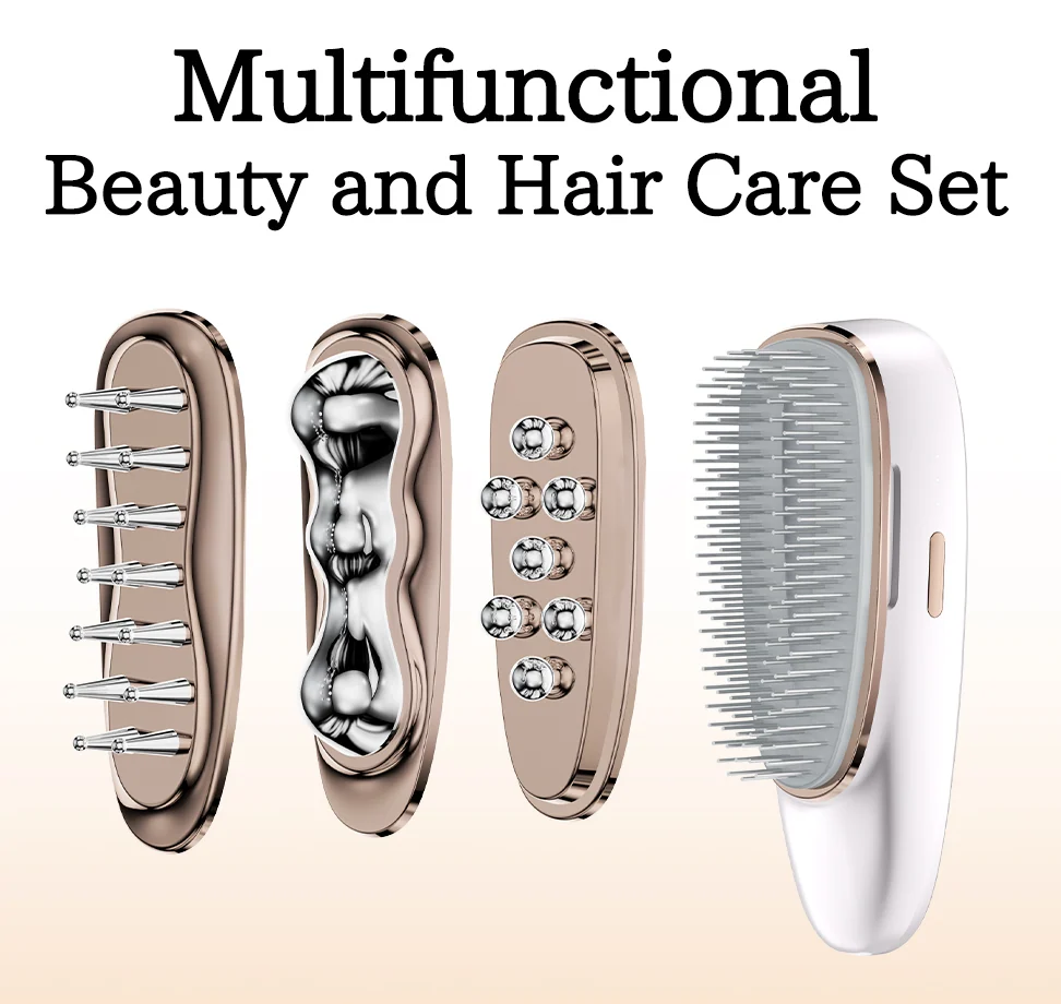 Electric scalp massager with EMS and hot/cold therapy in use on the scalp