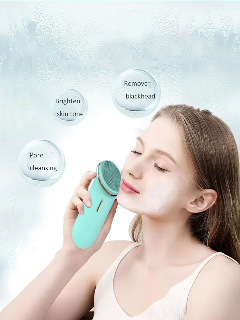 Sonic facial cleanser with dual brush heads and USB cable