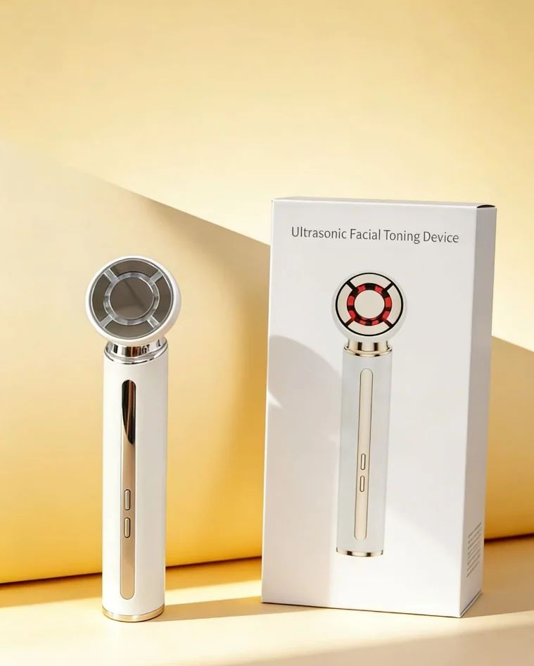 LED 조명이 켜진 얼굴에 적용된 첨단 3MHz 초음파 EP 장치