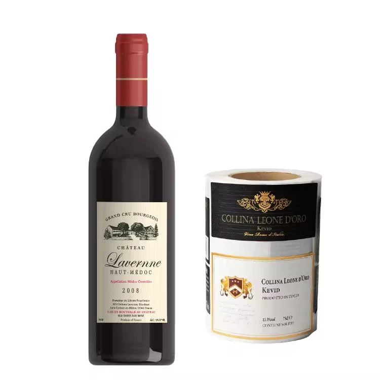 Custom 3D Gold Foil Waterproof Wine Bottle Labels 5 detail view