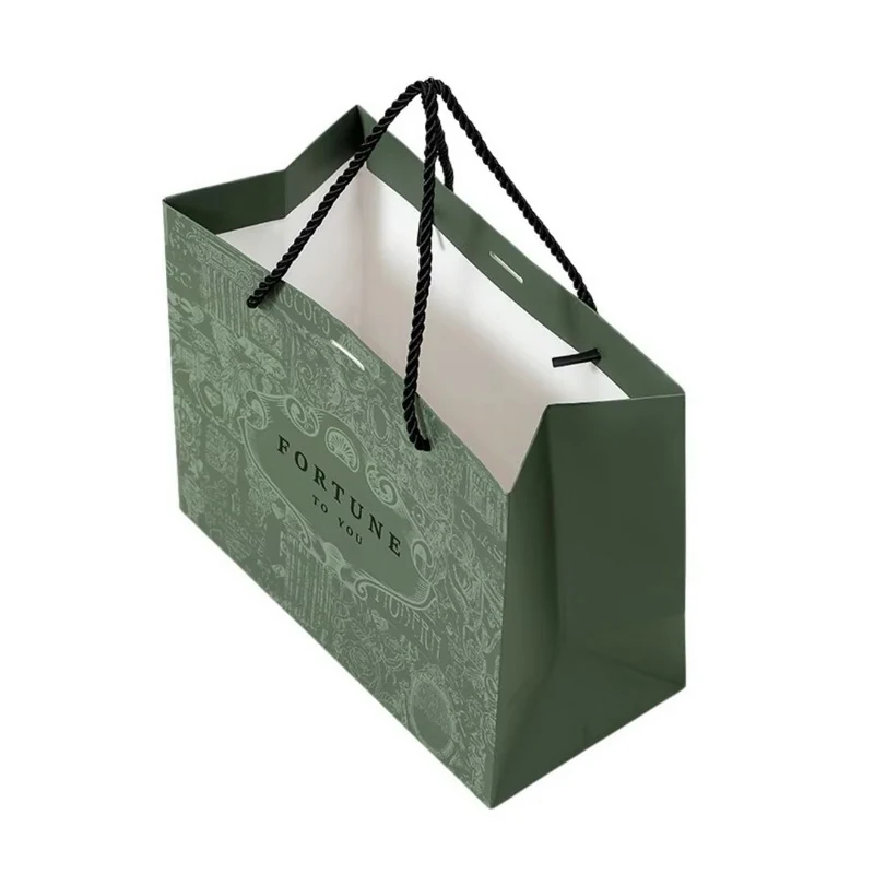 Custom Logo Gift Paper Bags with Ribbon Handles - MOQ 500pcs 6