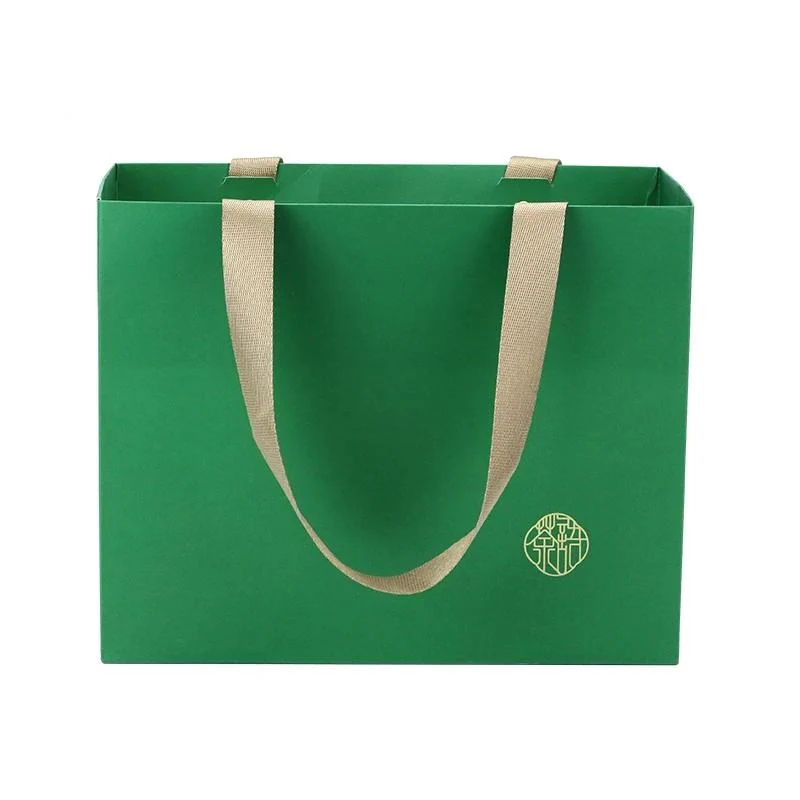 Custom Logo Gift Paper Bags with Ribbon Handles - MOQ 500pcs 3 detail view