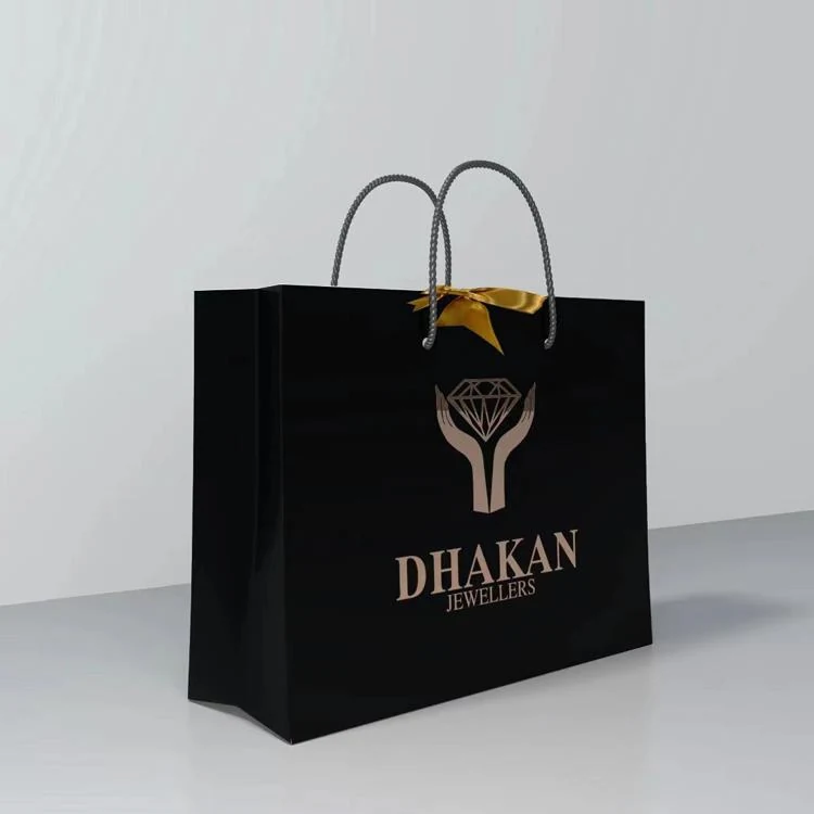 Custom Logo Luxury Black Paper Bags for Clothing & Wine 3 detail view