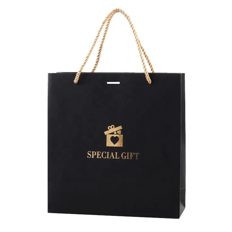 Custom Printed Luxury Black Cardboard Paper Bags for Clothing 5 detail view