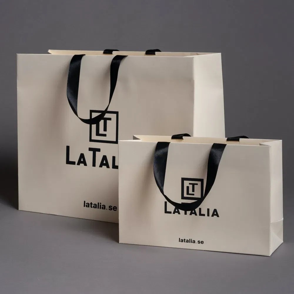 Custom White Kraft Paper Gift Bags with Logo - Luxury Design 3