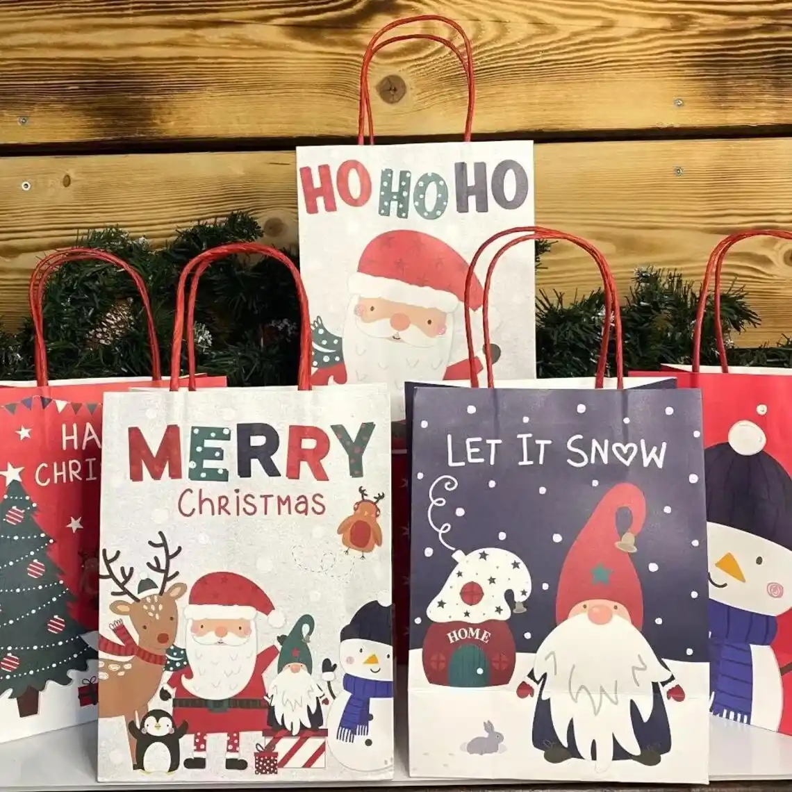 Customizable Kraft Paper Gift Bags for Christmas Packaging 7