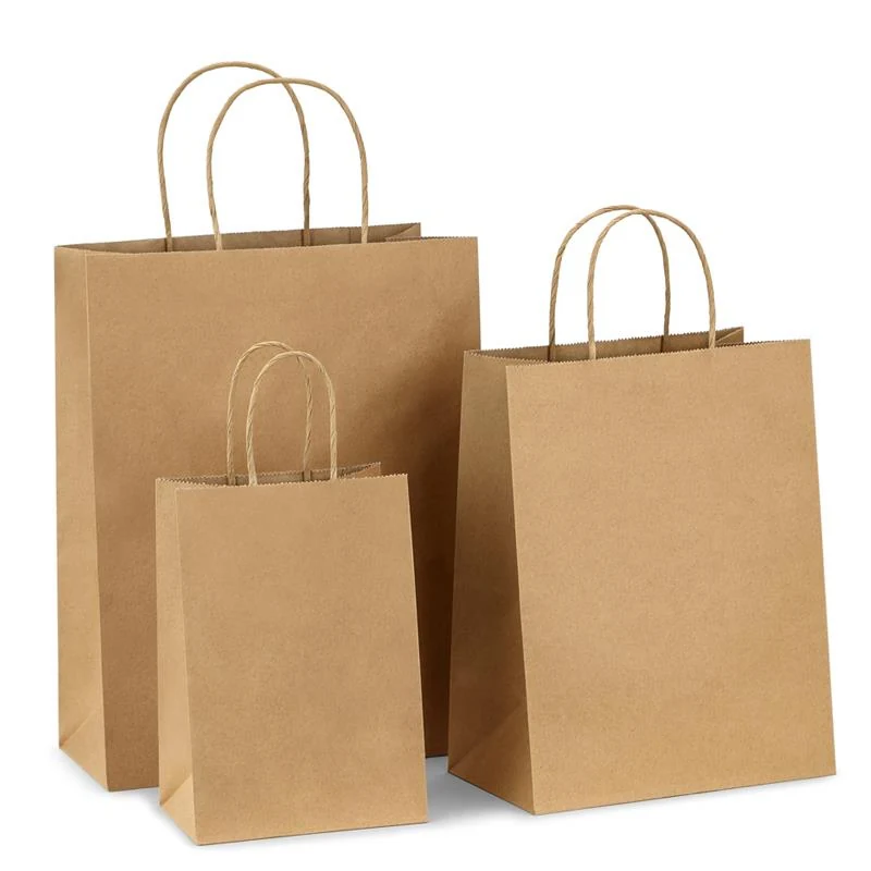 Eco-Friendly Kraft Paper Shopping Bag with Twisted Handles
