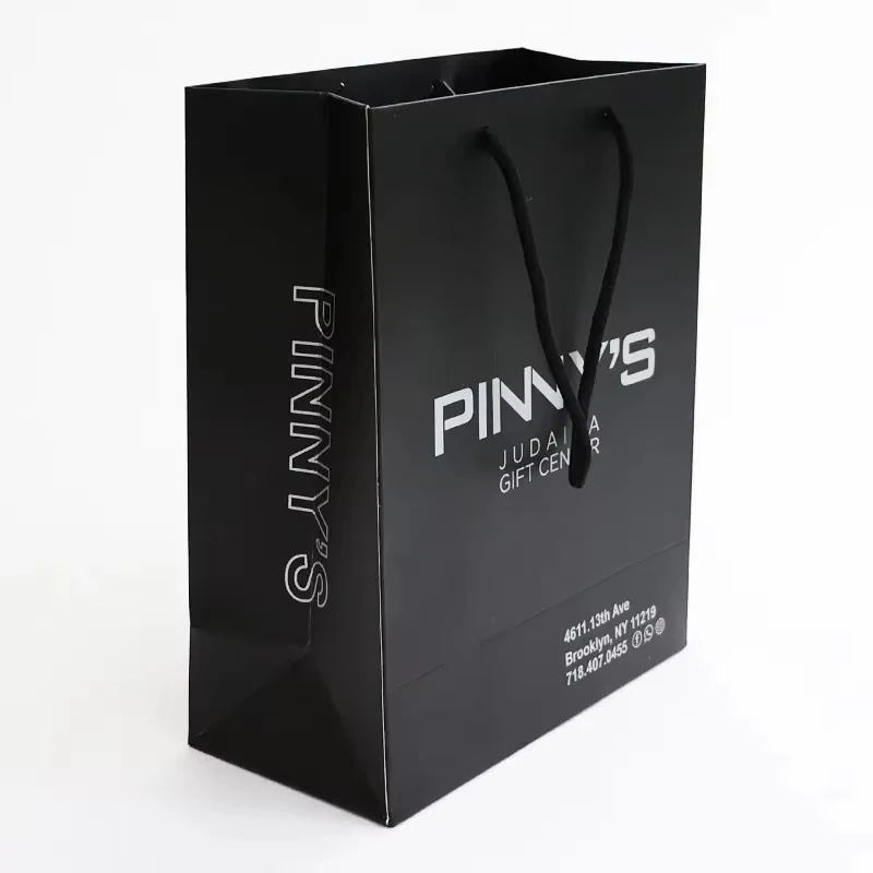 Luxury Matte Black Custom Gift Paper Bags with Logo 7