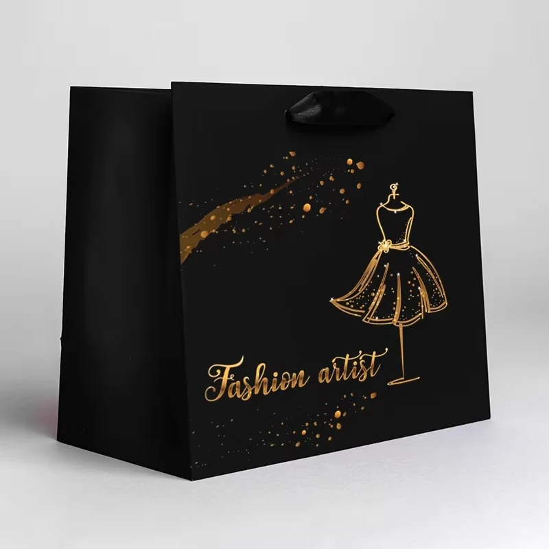 Luxury Matte Black Custom Gift Paper Bags with Logo 6