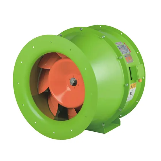 Ventilador de secagem de grãos de fluxo diagonal CRF verde com impulsor laranja dentro da carcaça cilíndrica