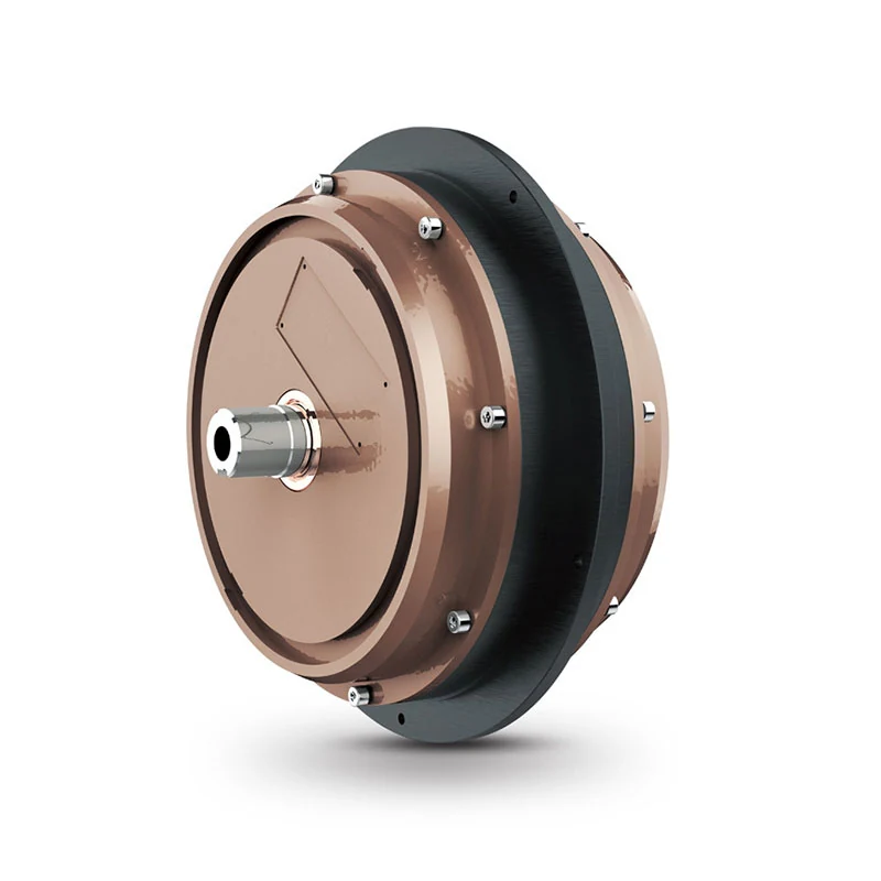 Vista próxima da carcaça do motor do rotor externo de bronze do ventilador de teto comercial