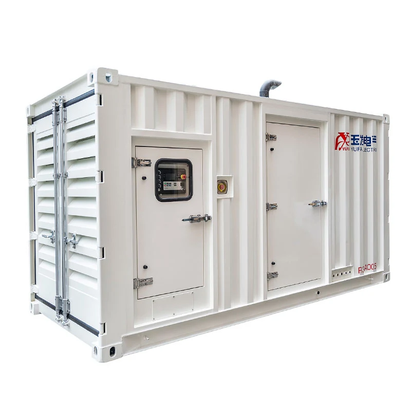 White container diesel generator with side access doors and louvred air intake