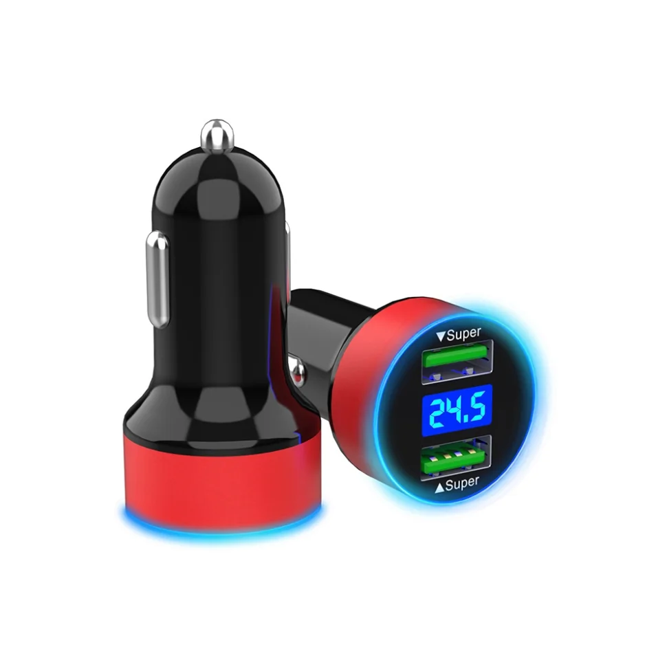 Car Charger with digital display QC18W+QC18W - car chargers manufactured by FUMEI