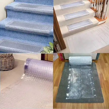 Close view of the plastic spikes on the underside of the carpet protector