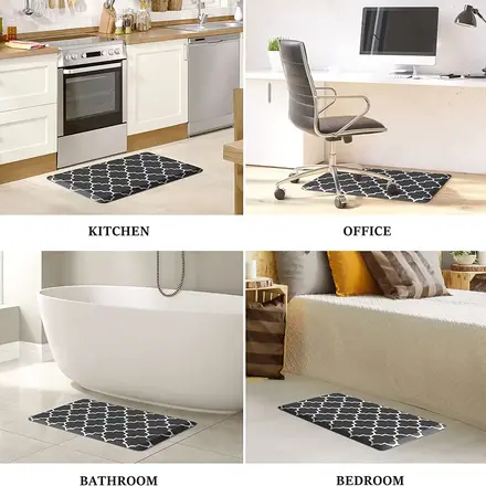 The kitchen mat shown in kitchen office bathroom and bedroom settings