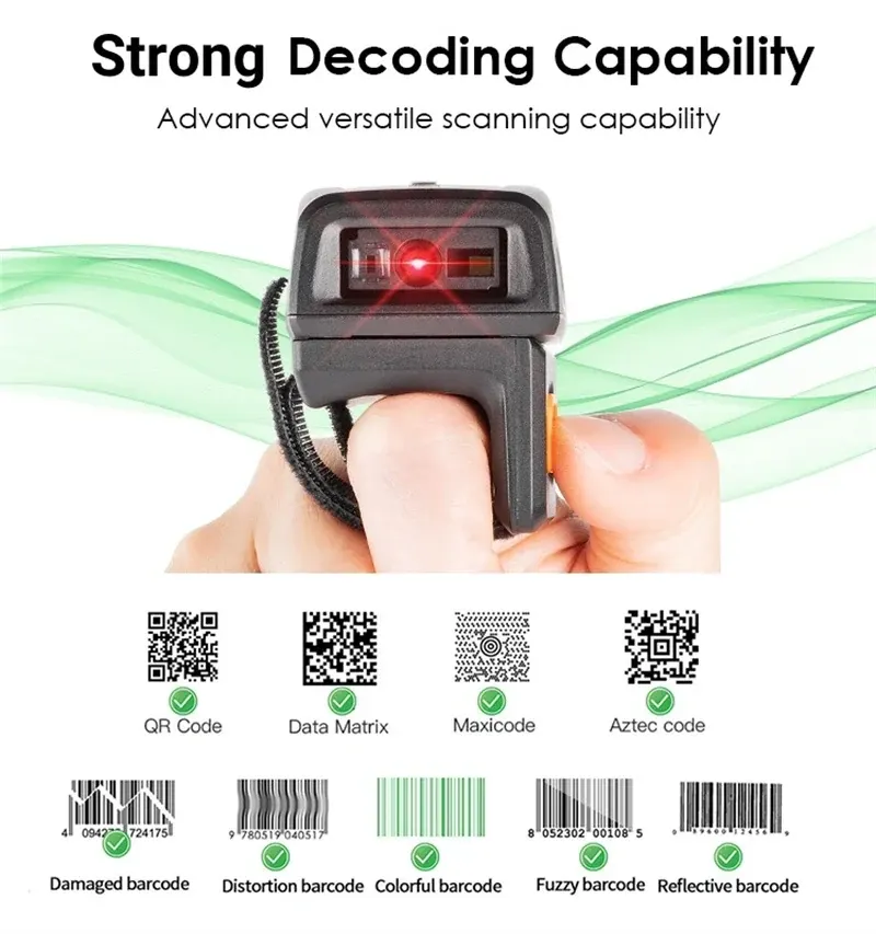 RS1501 Bluetooth Finger Ring Barcode Scanner