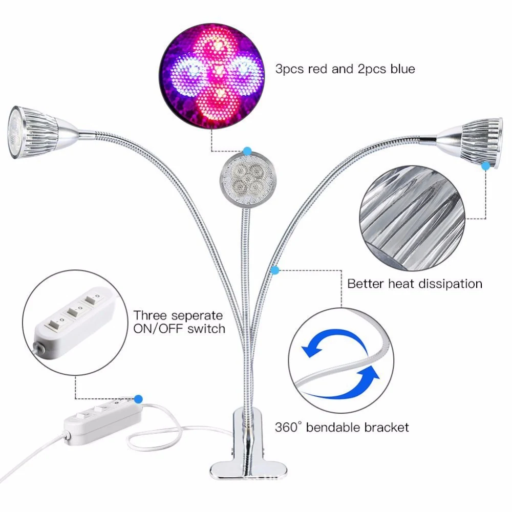 Three Head Led Grow Light view 4